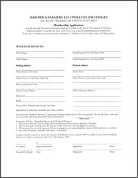 Hardwick Farmers' Co-Operative Exchange
Membership Application